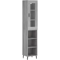 vidaXL Highboard Gris Sonoma 34,5x34x180 cm Matériau dérivé du bois