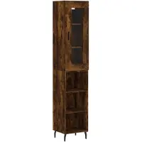 vidaXL Highboard chêne fumé 34,5x34x180 cm bois composite