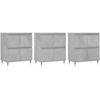 vidaXL Sideboards 3 pcs. Gris béton Bois composite