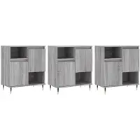 vidaXL Sideboards 3 pcs. Gris Sonoma Matériau dérivé du bois