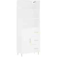 vidaXL Buffet haut Blanc 69,5x34x180 cm Bois d'ingénierie