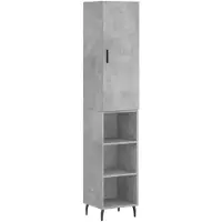 vidaXL Highboard gris béton 34,5x34x180 cm Bois composite