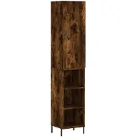 vidaXL Highboard chêne fumé 34,5x34x180 cm bois composite