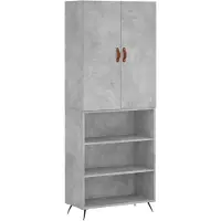 vidaXL Highboard gris béton 69,5x34x180 cm Bois composite