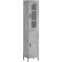 vidaXL Highboard gris béton 34,5x34x180 cm Bois composite