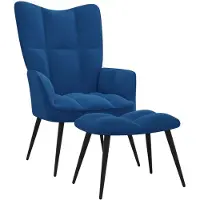 vidaXL Fauteuil relax avec pouf Bleu velours