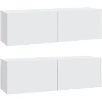 vidaXL Armoires murales TV 2 pcs. Blanc 100x30x30 cm Bois composite