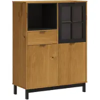 vidaXL Highboard avec porte vitrée FLAM 92x40x122,5 cm Pin massif