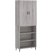 vidaXL Highboard Gris Sonoma 69,5x34x180 cm Matériau dérivé du bois