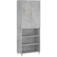 vidaXL Highboard gris béton 69,5x34x180 cm Bois composite
