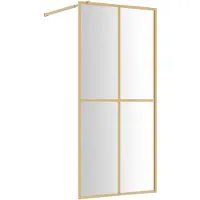vidaXL Paroi de douche pour passage piétonnier avec verre ESG clair Golden 90x195cm