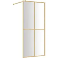 vidaXL Paroi de douche pour passage piétonnier ESG verre clair Golden 100x195cm