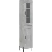 vidaXL Highboard gris béton 34,5x34x180 cm Bois composite