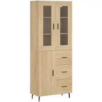 vidaXL Highboard chêne Sonoma 69,5x34x180 cm Matériau dérivé du bois