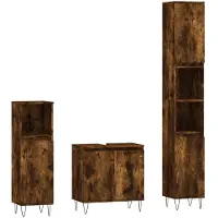 vidaXL Ensemble de meubles de salle de bain 3 pièces chêne fumé bois composite