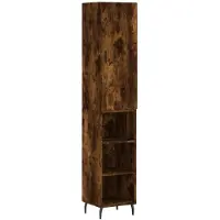 vidaXL Highboard chêne fumé 34,5x34x180 cm bois composite