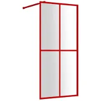 vidaXL Paroi de douche pour passage piétonnier avec verre ESG transparent rouge 100x195 cm