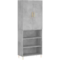 vidaXL Highboard gris béton 69,5x34x180 cm Bois composite