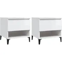 vidaXL Tables d'appoint 2pcs Blanc brillant 50x46x50cm Bois ingénierie
