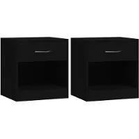 vidaXL Tables de chevet 2 pcs avec tiroir Noir