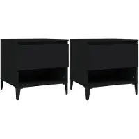 vidaXL Tables d'appoint 2 pcs Noir 50x46x50 cm Bois d’ingénierie