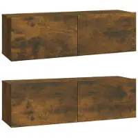 vidaXL Armoires murales TV 2 pcs. Chêne fumé 100x30x30 cm Matériau dérivé du bois
