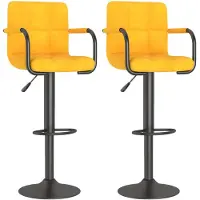 vidaXL Tabouret de bar 2 pcs jaune moutarde velours