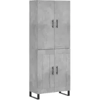 vidaXL Highboard gris béton 69,5x34x180 cm Bois composite