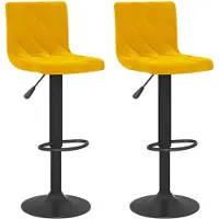 vidaXL Tabouret de bar 2 pcs jaune moutarde velours