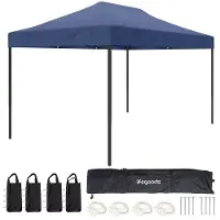 LifeGoods Party Tent - Pavillon - 3x4.5 m - Facile à monter - Pliable - Imperméable - Sac de transport à roulettes - Bleu foncé
