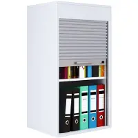 VCM Armoire à rideau Aktos L, 2 hauteurs de classeurs, verrouillable, poignée en forme d'étrier, L 500 x P 400 x H 930 mm, bois, blanc