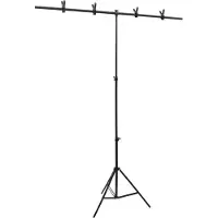 vidaXL Support de fond en forme de T Noir 151x60x(70-200) cm