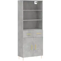 vidaXL Highboard gris béton 69,5x34x180 cm Bois composite