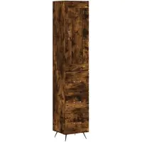 vidaXL Highboard chêne fumé 34,5x34x180 cm bois composite