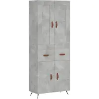 vidaXL Highboard gris béton 69,5x34x180 cm Bois composite