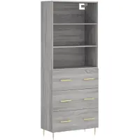 vidaXL Highboard Gris Sonoma 69,5x34x180 cm Matériau dérivé du bois