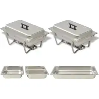 vidaXL Ensemble de chauffe-plats 2 pcs Acier inoxydable