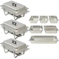 vidaXL Ensemble de chauffe-plats 3 pcs Acier inoxydable