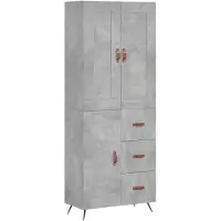 vidaXL Highboard gris béton 69,5x34x180 cm Bois composite