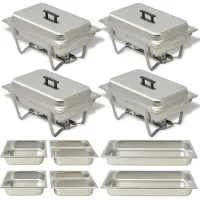vidaXL Ensemble de chauffe-plats 4 pcs Acier inoxydable