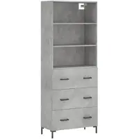 vidaXL Highboard gris béton 69,5x34x180 cm Bois composite