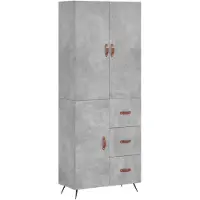 vidaXL Highboard gris béton 69,5x34x180 cm Bois composite