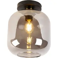 QAZQA Plafonnier intelligent noir avec verre doré et fumé avec Wifi A60 - Zuzanna