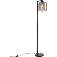 QAZQA Lampadaire intelligent noir avec verre fumé incl. WiFi ST64 - Qara Down
