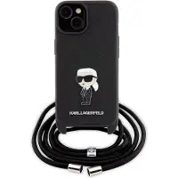 Karl Lagerfeld Étui rigide bandoulière pour iPhone 15 Noir