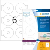 Herma Special - Papier - mat - auto-adhésif permanent - blanc - diamètre 78 mm 60 étiquette(s) (10 feuille(s) x 6) étiquettes CD/DVD opaques