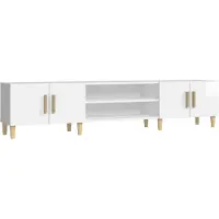 vidaXL Meuble TV Blanc Brillant 180x31.5x40 cm Bois reconstitué
