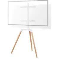 Nedis Support TV sur Pied | 50 - 65 " | Poids d'écran maximal pris en charge: 35 kg | Scandinavian Design | Rotatif | Sangle anti-bascule | Verrouillage par pression | Acier / Aluminium | Blanc