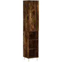 vidaXL Highboard chêne fumé 34,5x34x180 cm bois composite