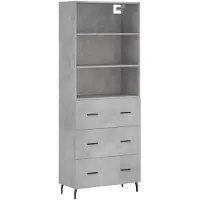 vidaXL Highboard gris béton 69,5x34x180 cm Bois composite